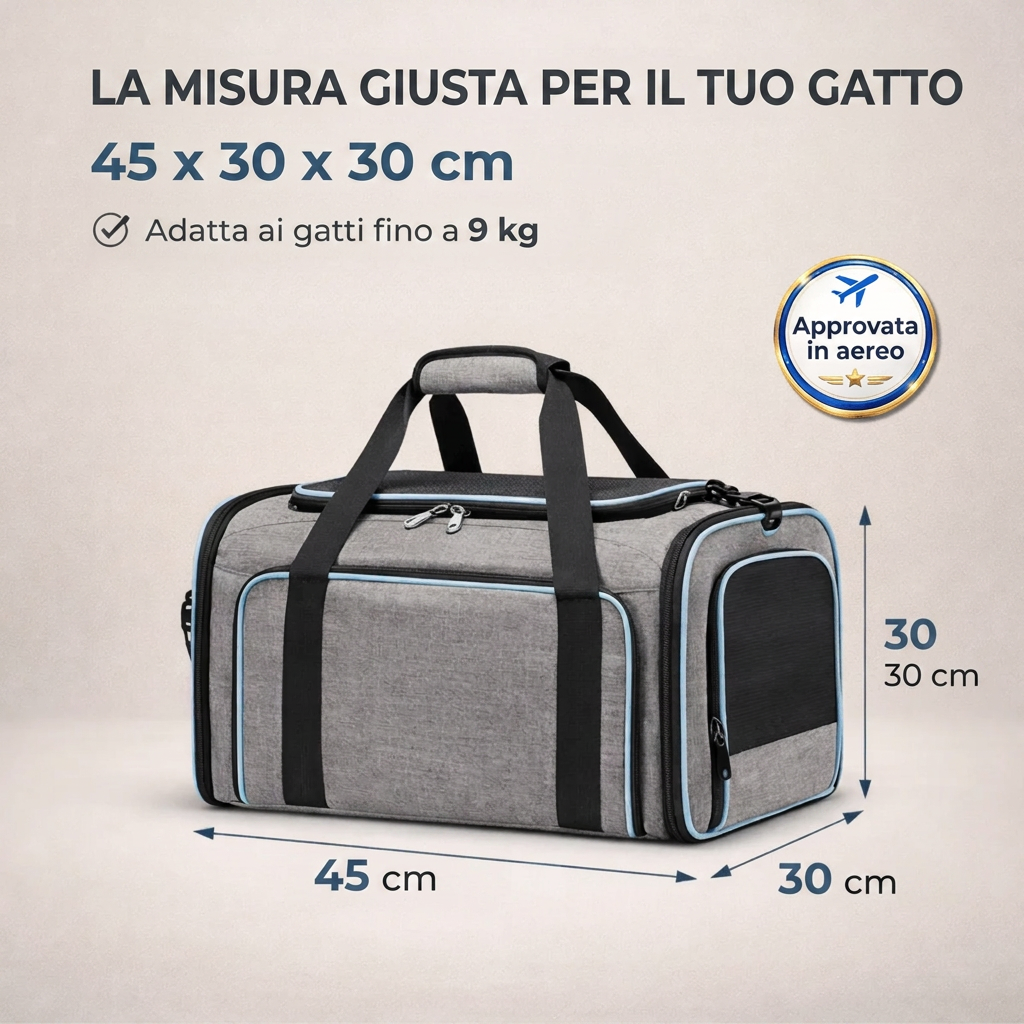 Gatto disteso nella borsa espandibile aperta
